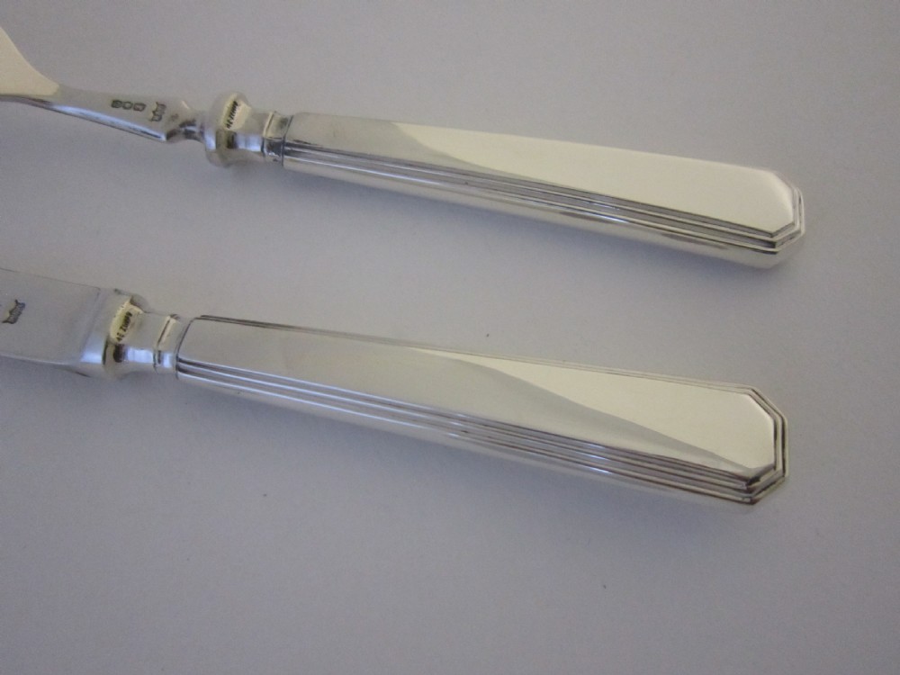 Antique Sterling Silver Athenaeum Pattern Fish Cutlery Set View VIII