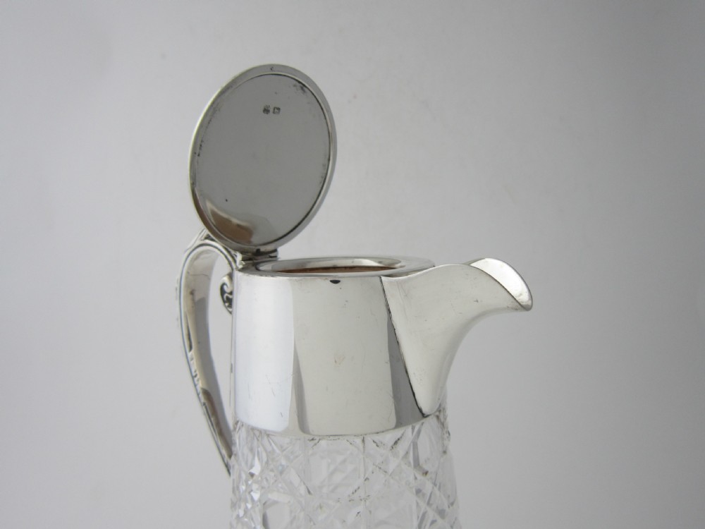 Antique George V Sterling Silver & Glass Claret Jug - 1913 View III