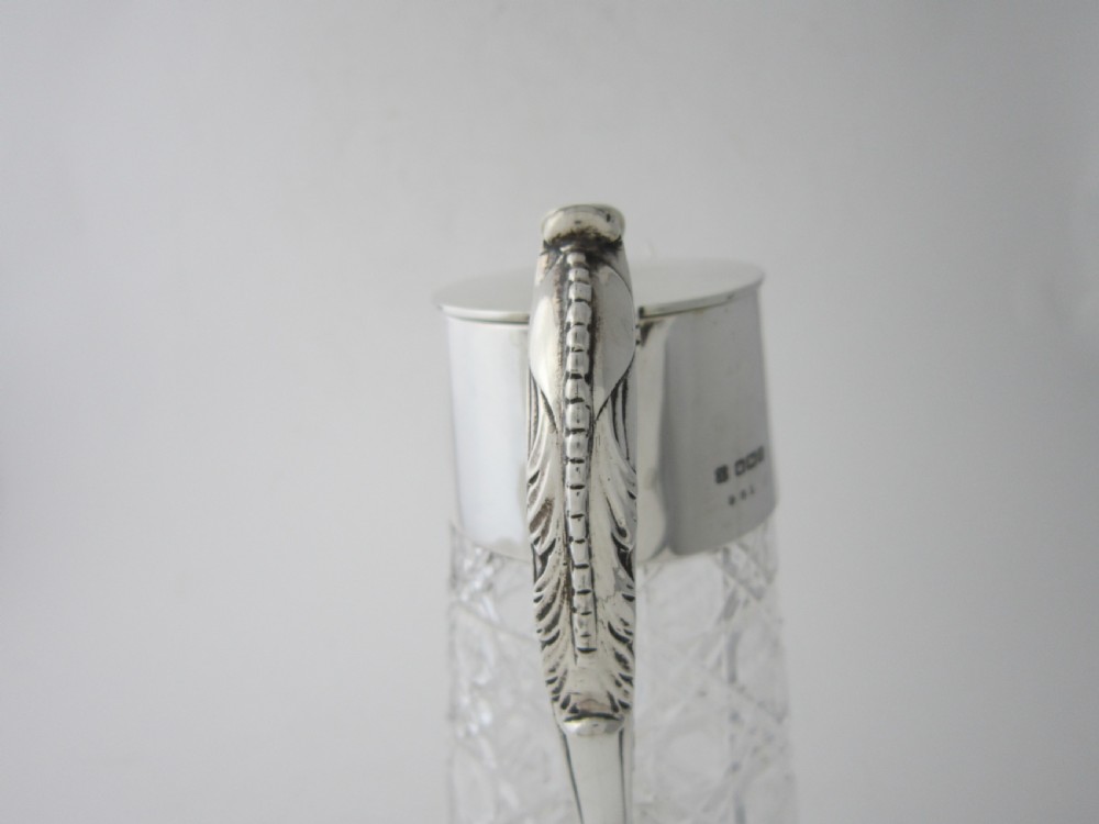 Antique George V Sterling Silver & Glass Claret Jug - 1913 View V