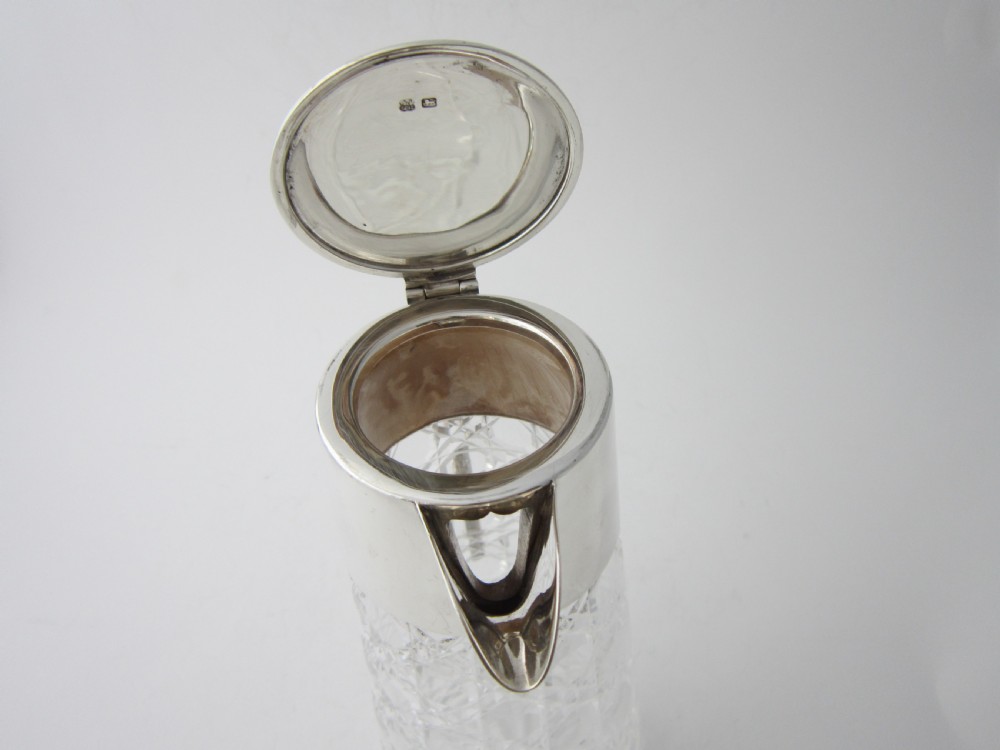 Antique George V Sterling Silver & Glass Claret Jug - 1913 View VIII