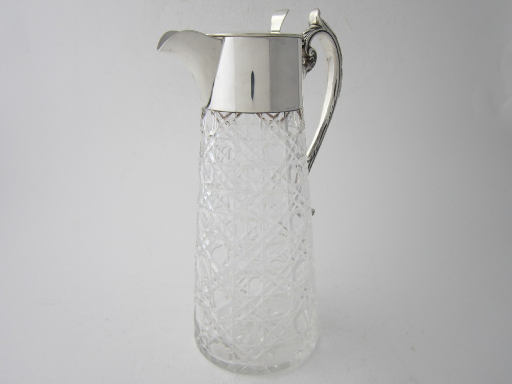 Antique George V Sterling Silver & Glass Claret Jug - 1913 View X