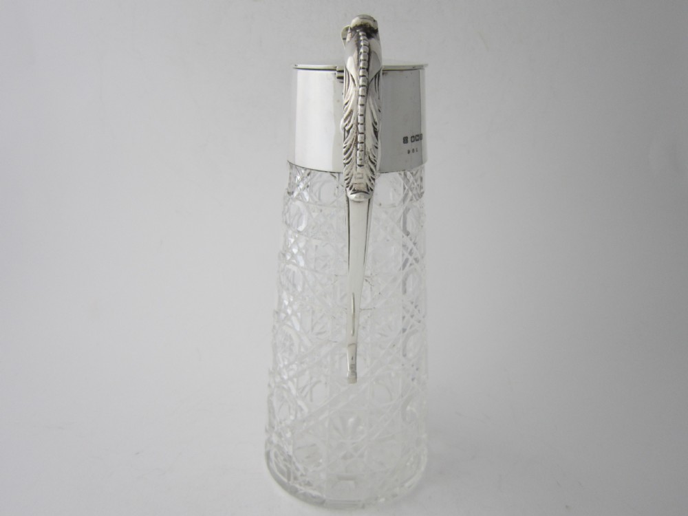 Antique George V Sterling Silver & Glass Claret Jug - 1913 View XI