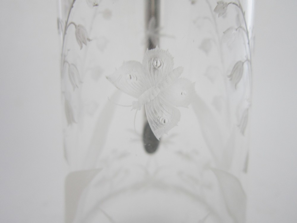 Antique Victorian Sterling Silver & Etched Glass Claret Jug View VI