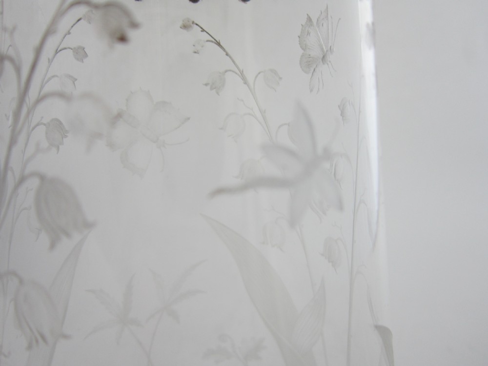 Antique Victorian Sterling Silver & Etched Glass Claret Jug View IX