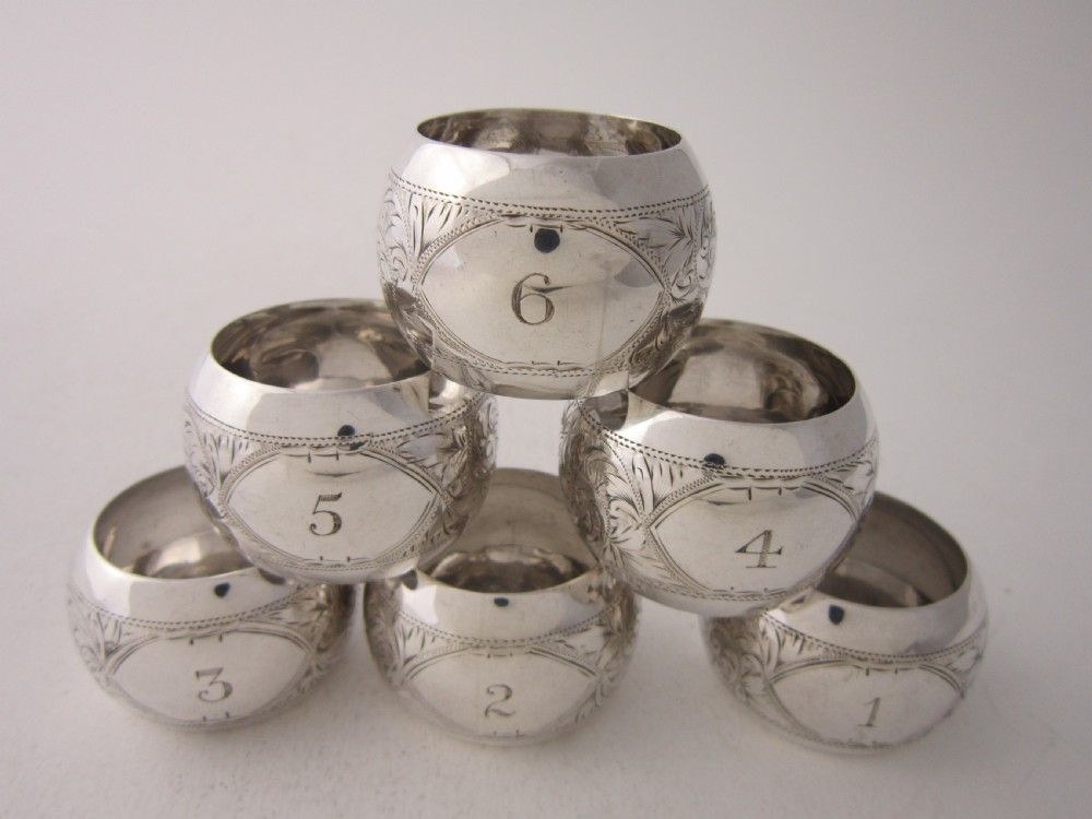Antique George V Sterling Silver Napkin Rings - 1914 View VII