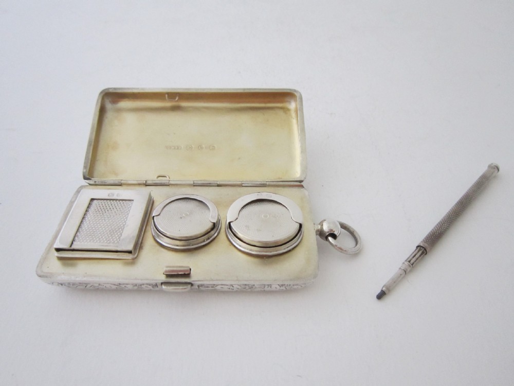 Antique Victorian Sterling Silver Combination Sovereign/Stamp Case
