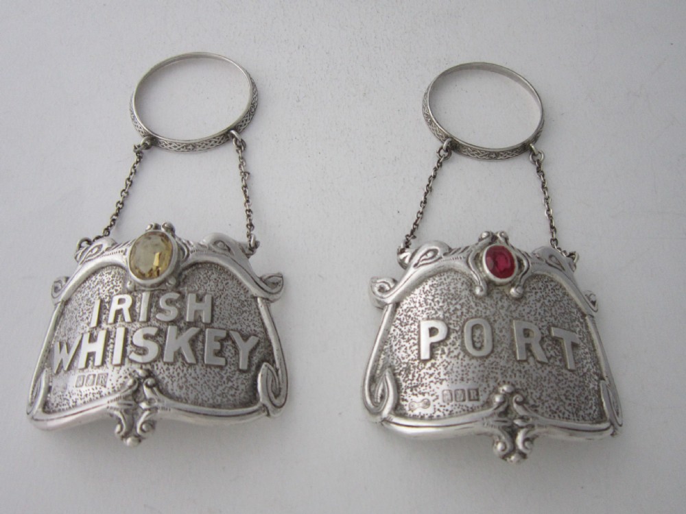 Large Irish Elizabeth II Sterling Silver Wine Labels - 1959