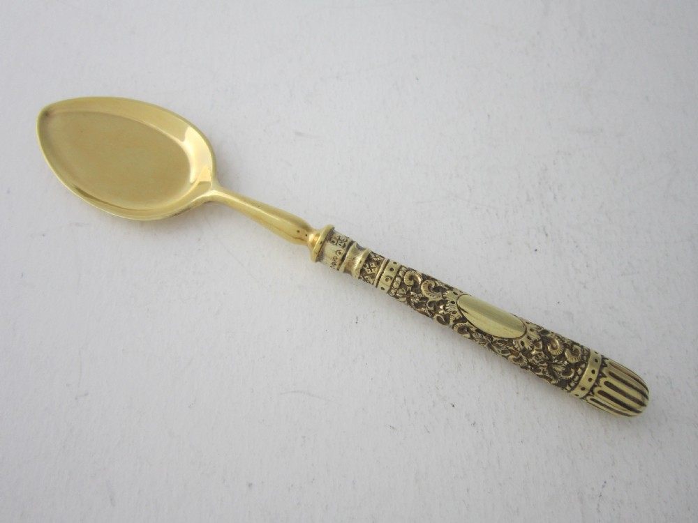 Antique Victorian Sterling Silver Gilt Ice Cream Set View V