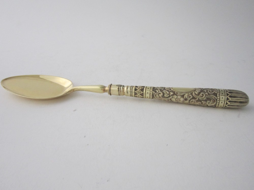 Antique Victorian Sterling Silver Gilt Ice Cream Set View X