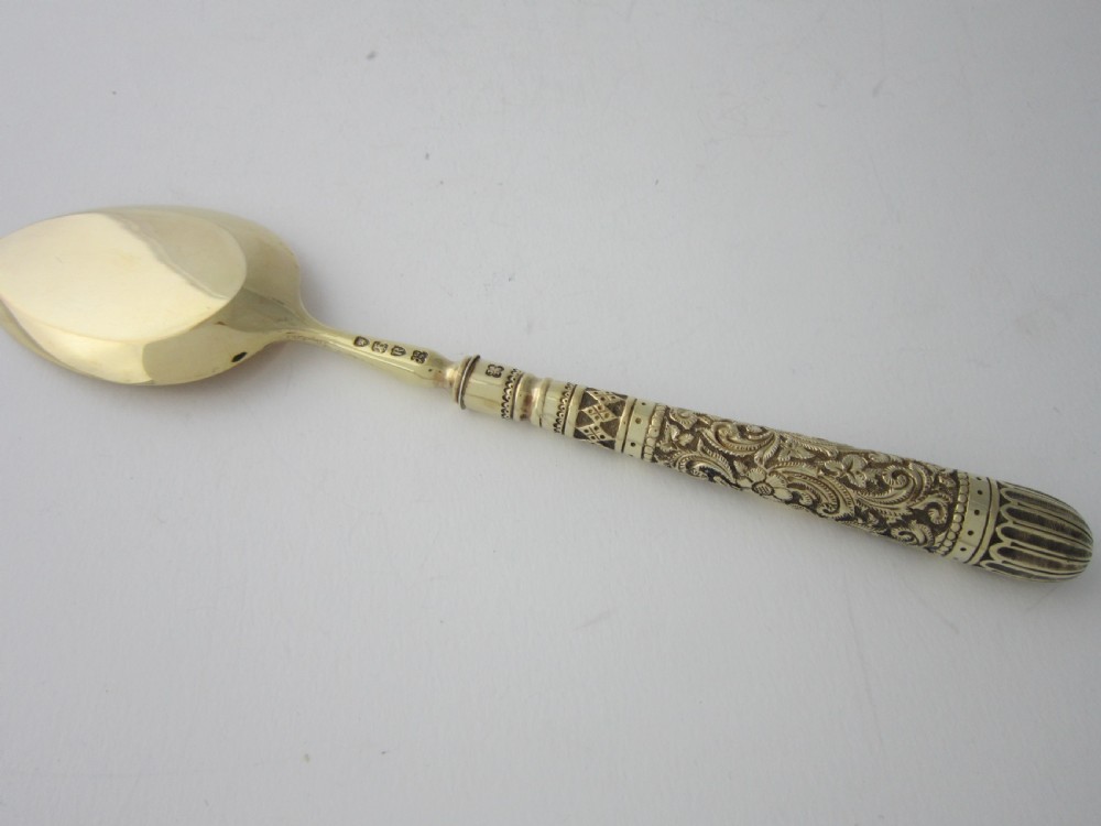 Antique Victorian Sterling Silver Gilt Ice Cream Set View XI
