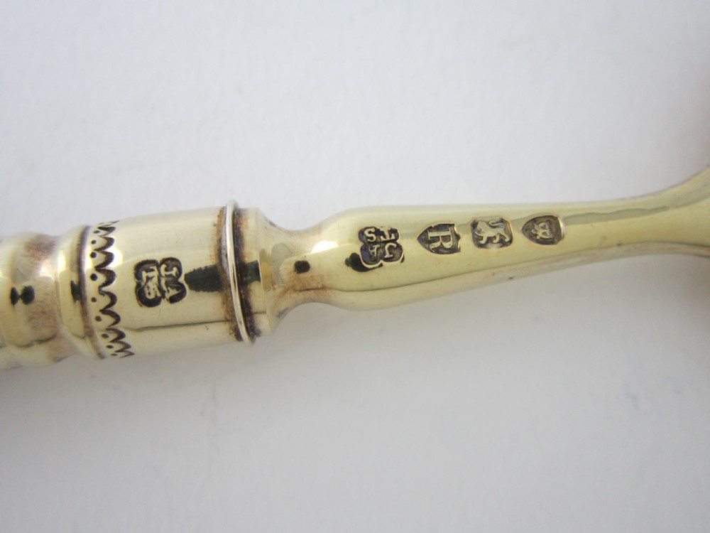 Antique Victorian Sterling Silver Gilt Ice Cream Set View XII
