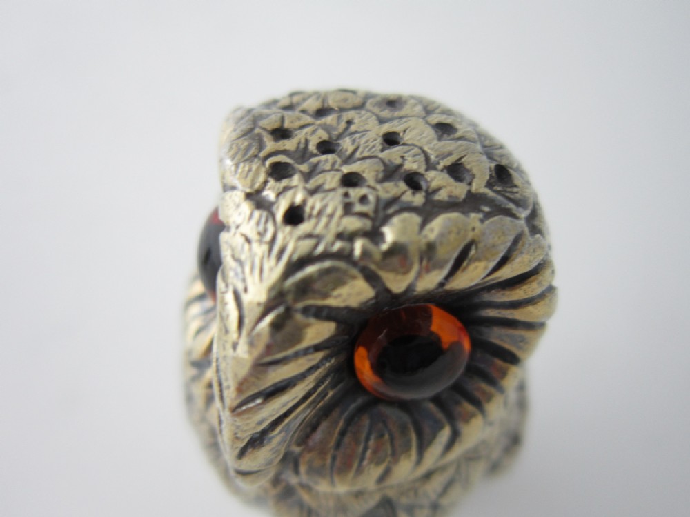 Tiffany Elizabeth II Cast Sterling Silver Owl Salt & Pepper Shakers View VI