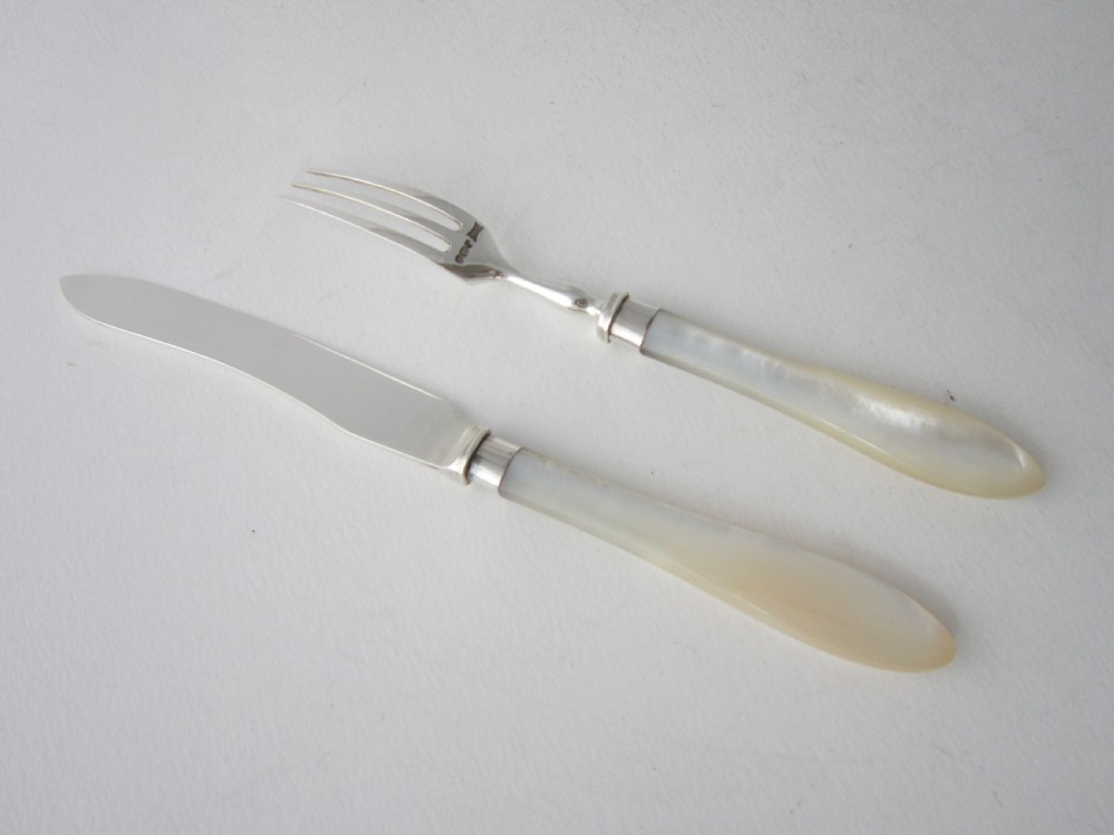 Antique George V Sterling Silver & Mother-of-Pearl Cutlery Set View IV
