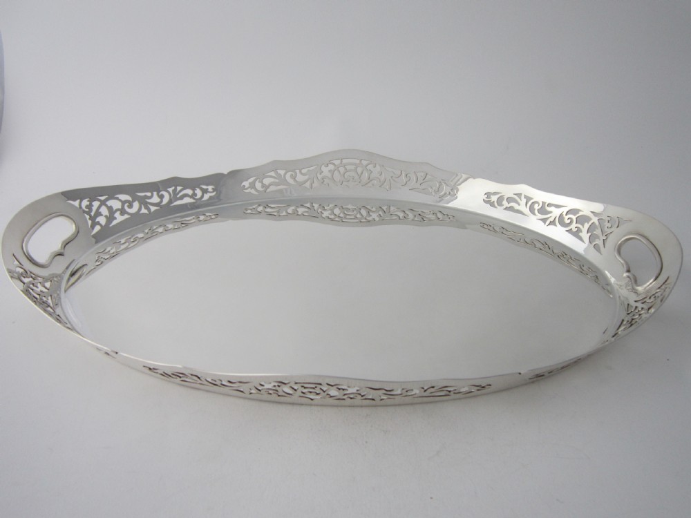 Antique George V Sterling Silver Gallery Tray