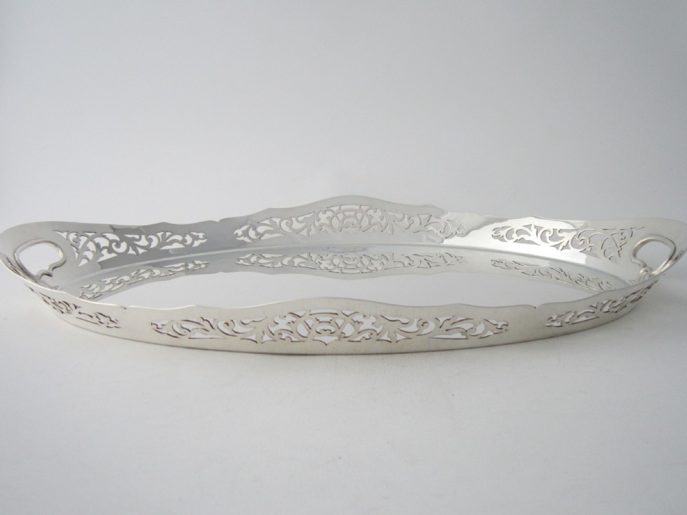 Antique George V Sterling Silver Gallery Tray View II