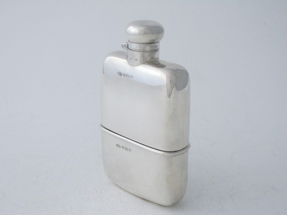 Antique George V Sterling Silver Hip Flask - 1922