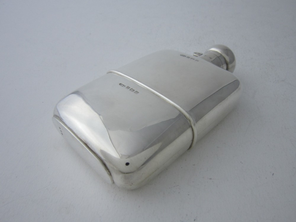 Antique George V Sterling Silver Hip Flask - 1922 View II
