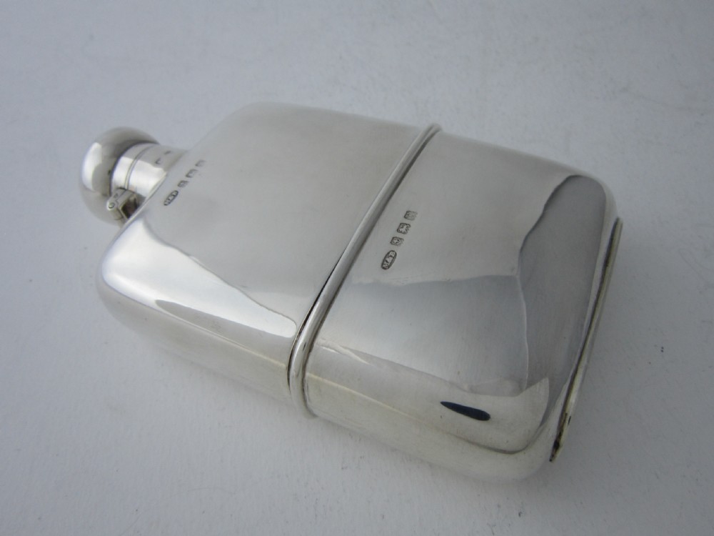 Antique George V Sterling Silver Hip Flask - 1922 View III