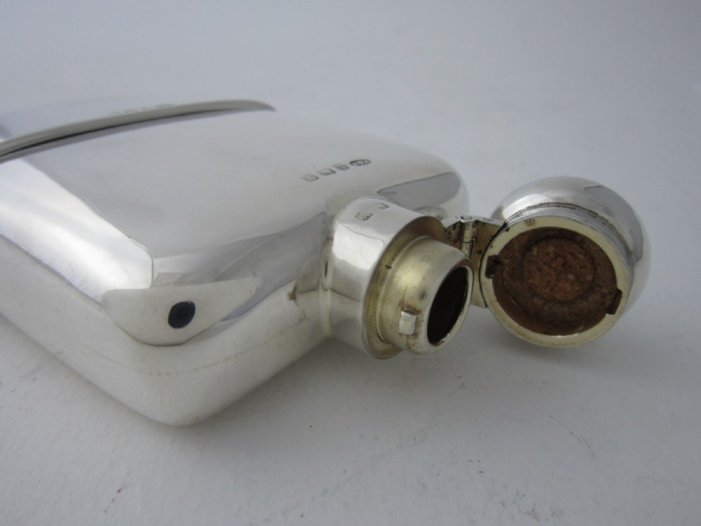 Antique George V Sterling Silver Hip Flask - 1922 View IV