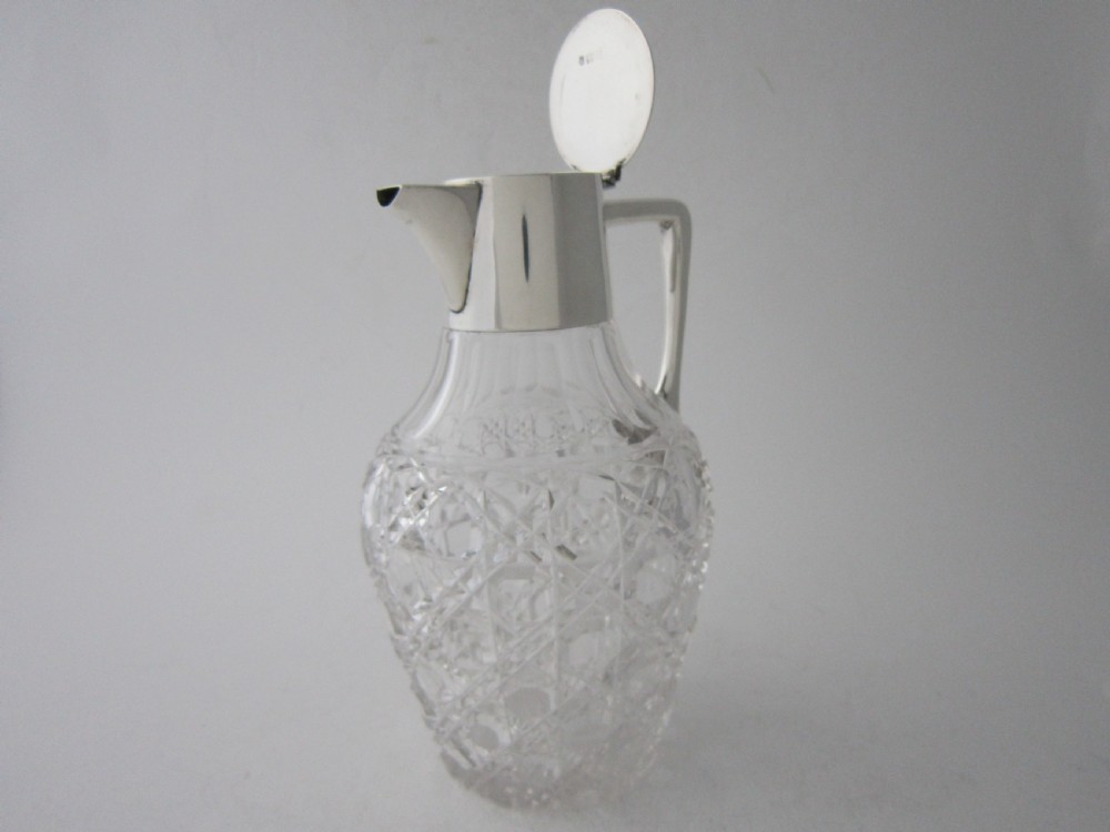 Antique Edwardian Sterling Silver & Cut Glass Claret Jug View II