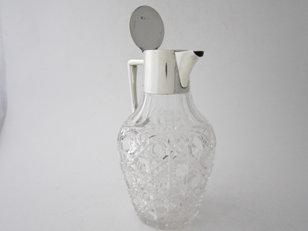 Antique Edwardian Sterling Silver & Cut Glass Claret Jug View III