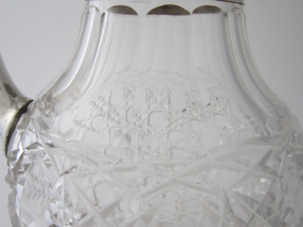 Antique Edwardian Sterling Silver & Cut Glass Claret Jug View VI