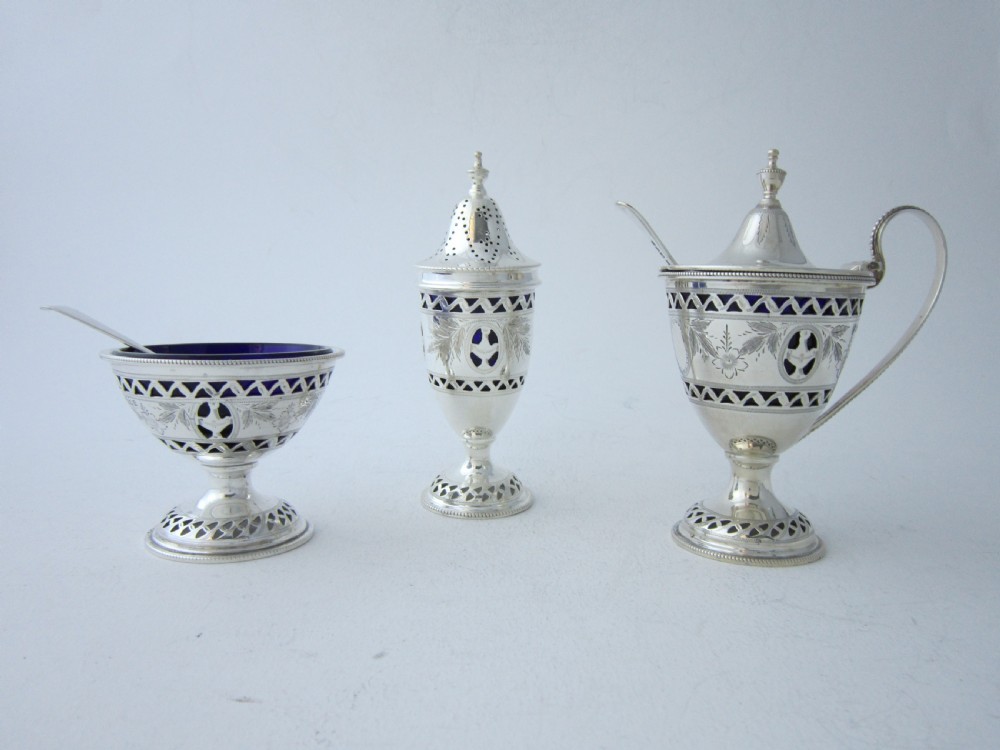 Antique George V Sterling Silver Condiment Set - 1928/30