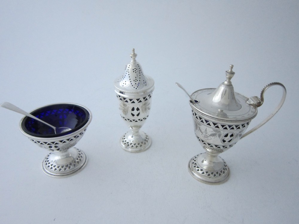 Antique George V Sterling Silver Condiment Set - 1928/30 View II