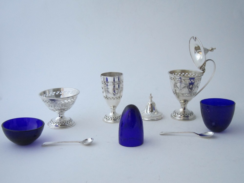 Antique George V Sterling Silver Condiment Set - 1928/30 View III