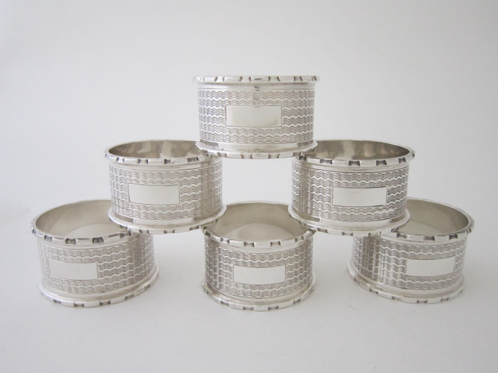 Antique George VI Sterling Silver Napkin Rings - 1939