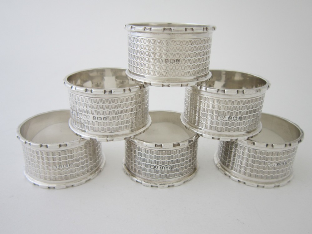 Antique George VI Sterling Silver Napkin Rings - 1939 View II