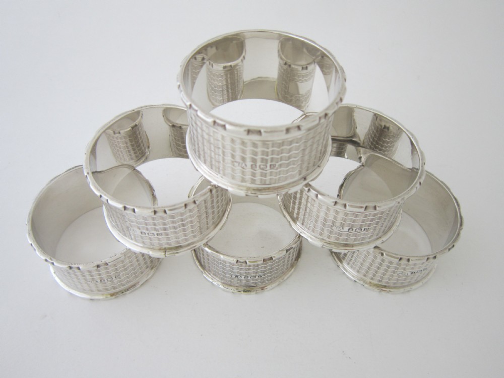 Antique George VI Sterling Silver Napkin Rings - 1939 View III