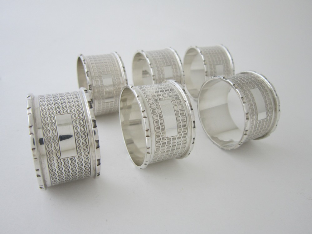 Antique George VI Sterling Silver Napkin Rings - 1939 View IV