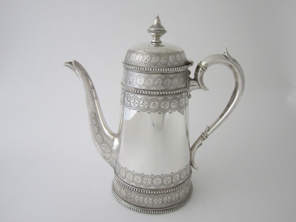 Antique Victorian Sterling Silver Tea & Coffee Set - 1881 View II