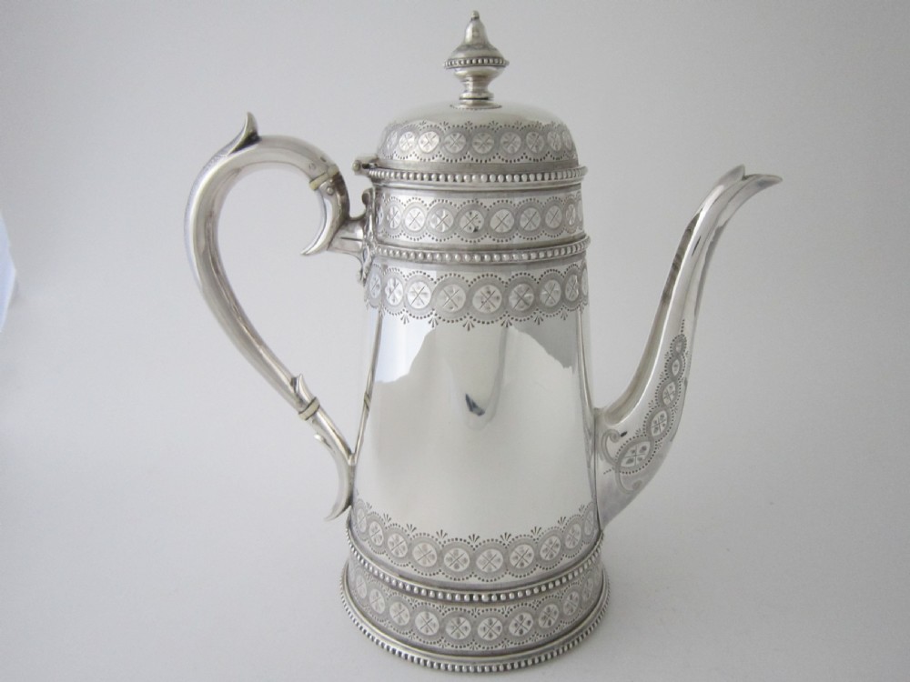 Antique Victorian Sterling Silver Tea & Coffee Set - 1881 View IV