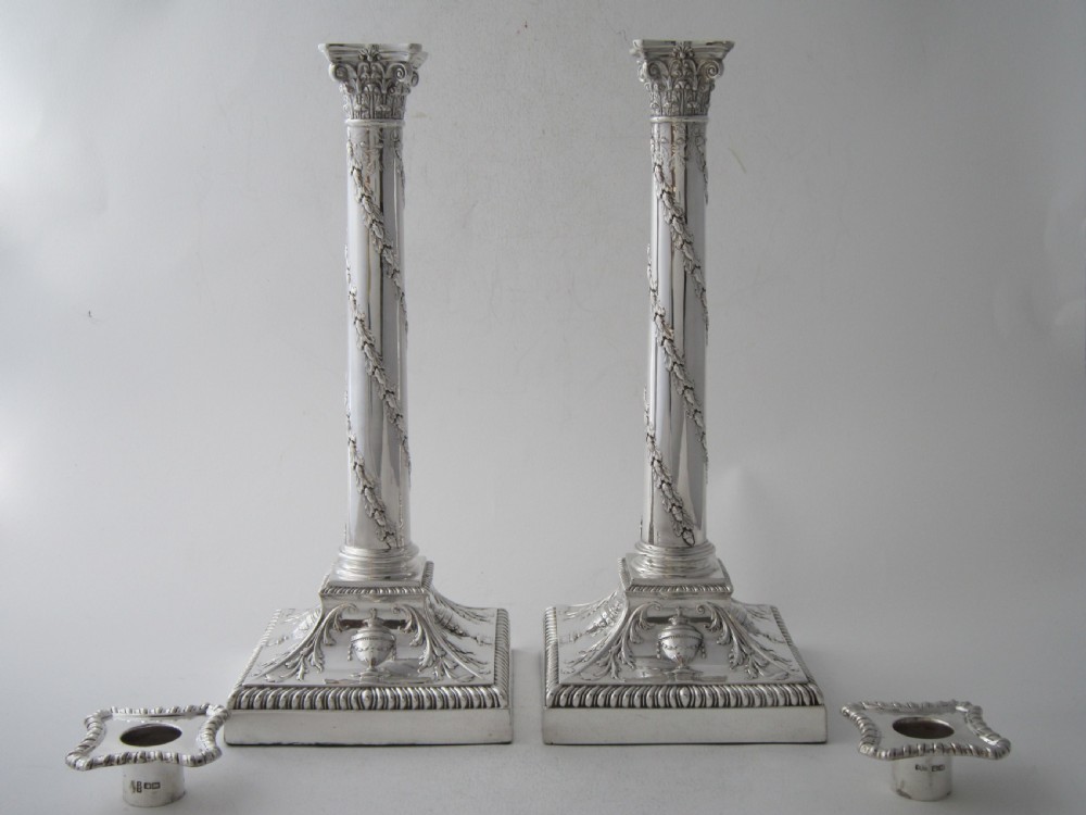 Antique Victorian Sterling Silver Candlesticks - 1893 View II