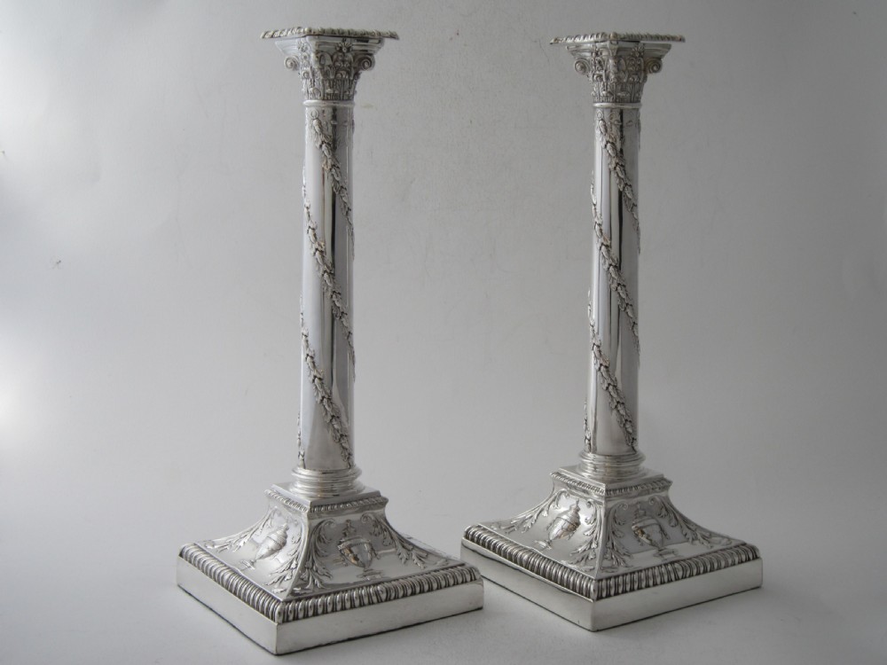 Antique Victorian Sterling Silver Candlesticks - 1893 View III