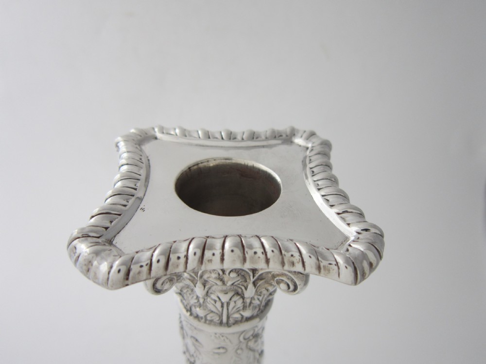 Antique Victorian Sterling Silver Candlesticks - 1893 View IV