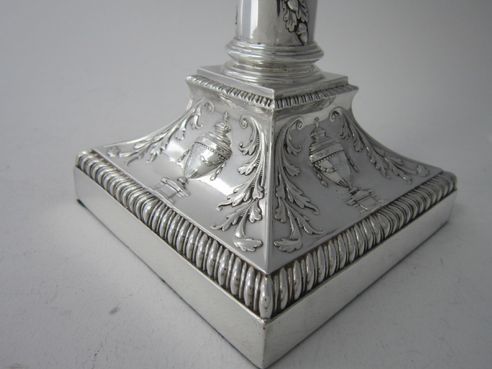 Antique Victorian Sterling Silver Candlesticks - 1893 View IX