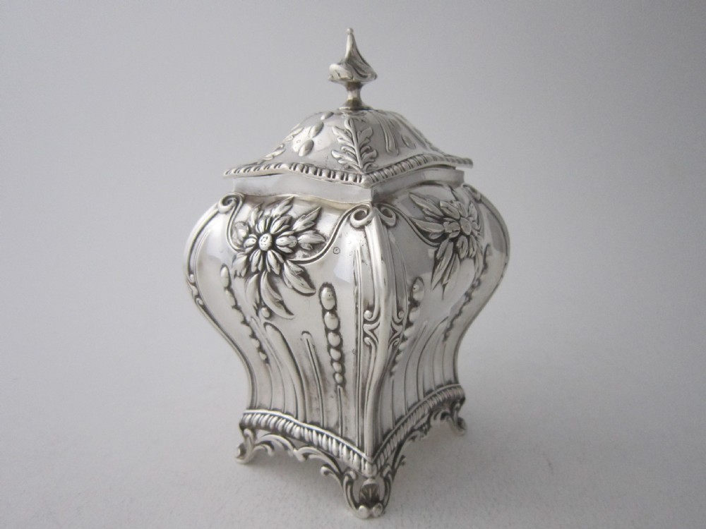Antique Edwardian Sterling Silver Tea Caddy - 1901