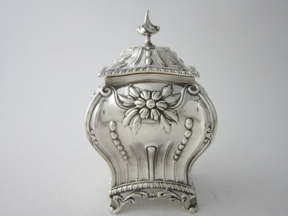 Antique Edwardian Sterling Silver Tea Caddy - 1901 View III