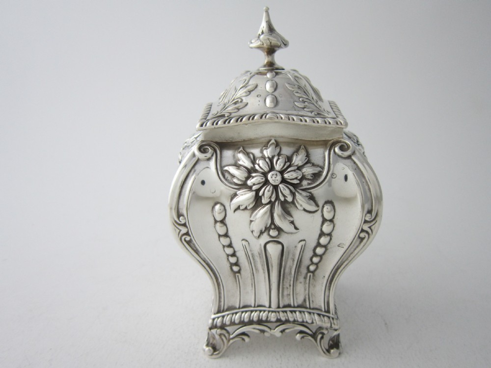 Antique Edwardian Sterling Silver Tea Caddy - 1901 View IV