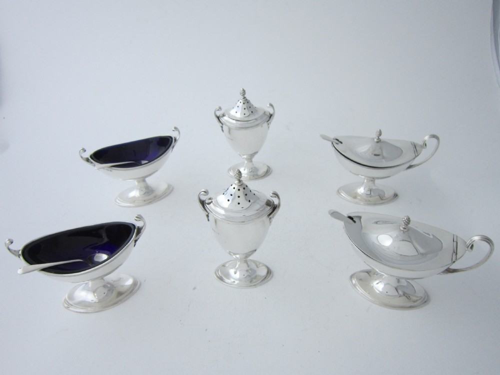 Antique George V Sterling Silver Condiment Set - 1925 View III