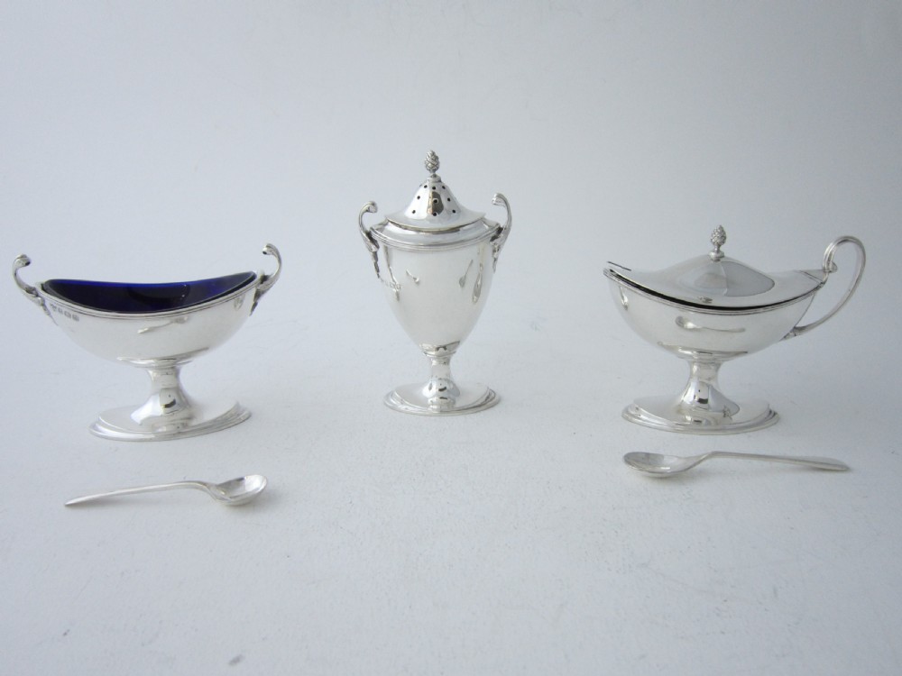 Antique George V Sterling Silver Condiment Set - 1925 View IV