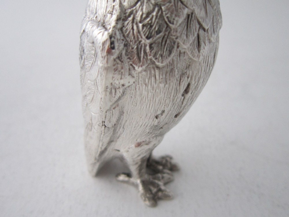Elizabeth II Sterling Silver Owl Salt & Pepper Shakers - 1958 View VII