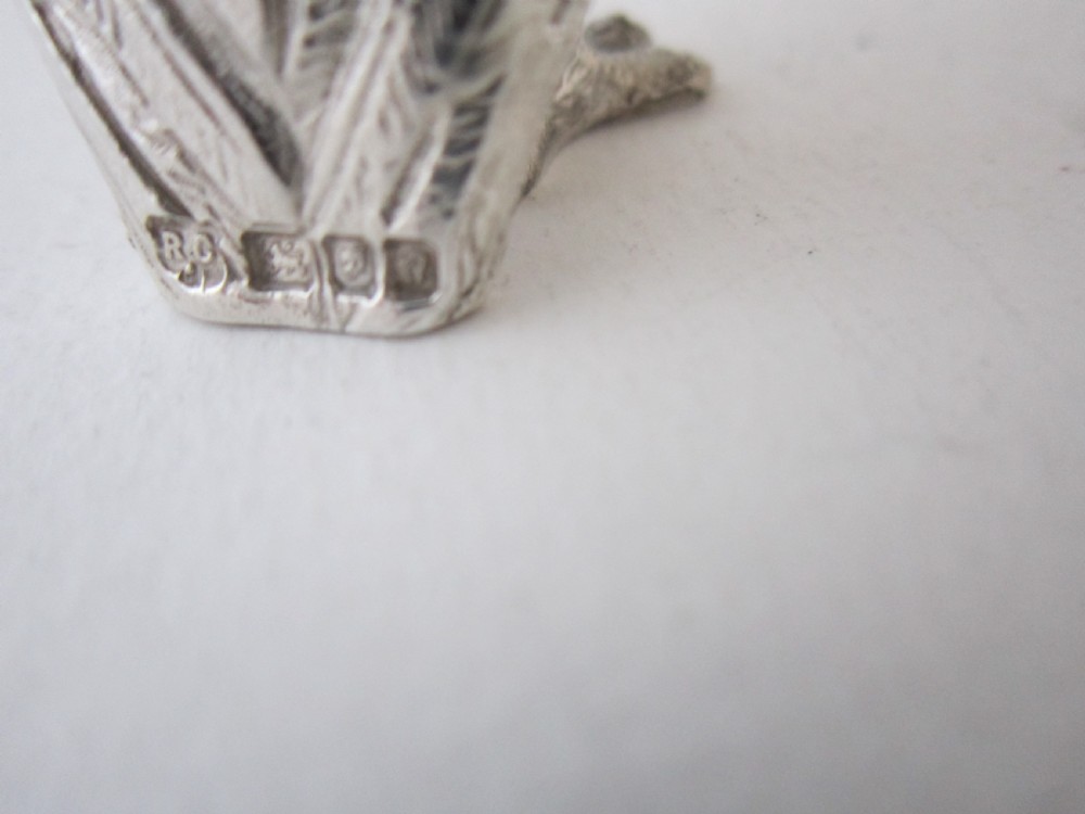 Elizabeth II Sterling Silver Owl Salt & Pepper Shakers - 1958 View IX