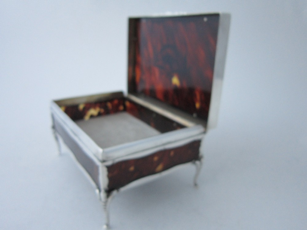 Antique George V Sterling Silver & Tortoiseshell Trinket Box - 1918 View V