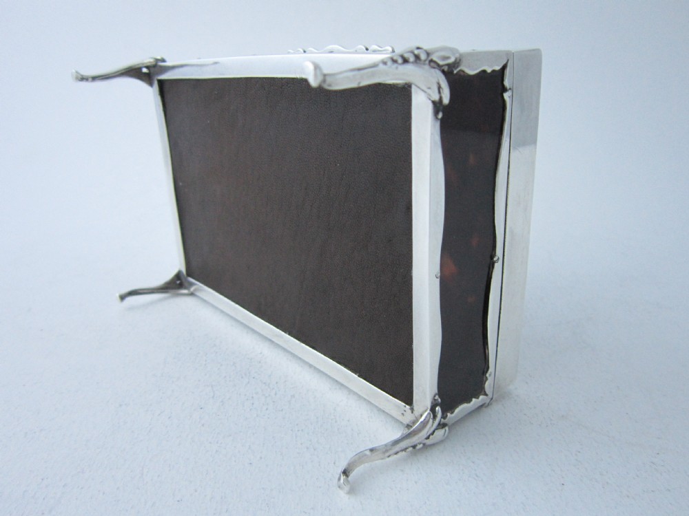 Antique George V Sterling Silver & Tortoiseshell Trinket Box - 1918 View VII