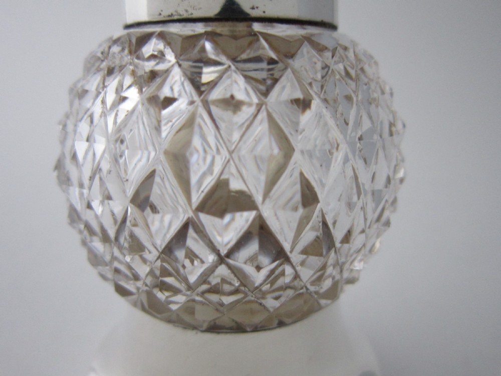 Antique Edwardian Sterling Silver & Glass Pepper Grinder - 1910 View III