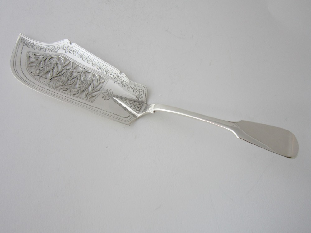 Antique Victorian Sterling Silver Fiddle Pattern Fish Slice - 1840